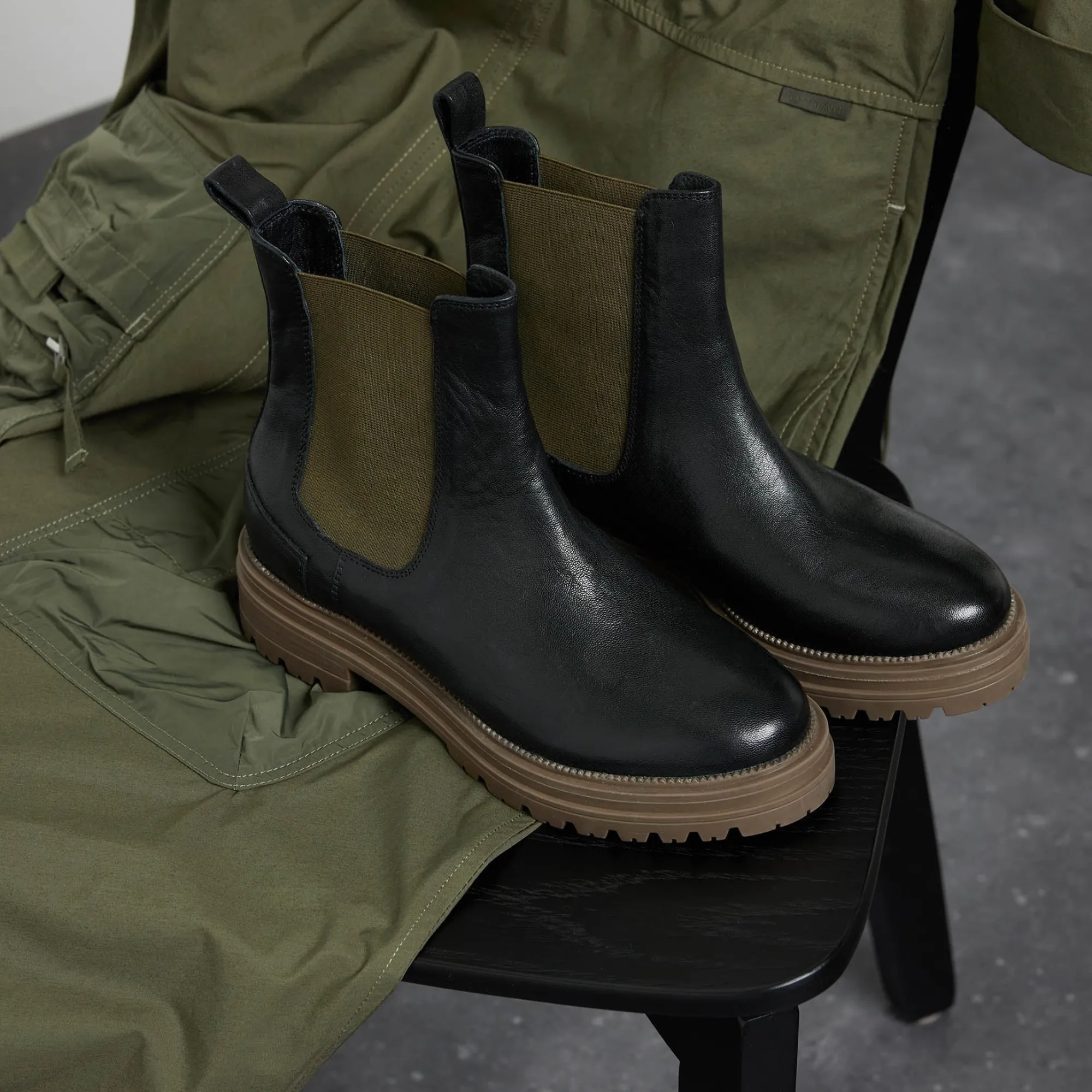 Vrouw Lazamani Chelsea Boots-Dames Chelsea Boots 85.417 Khaki-Black