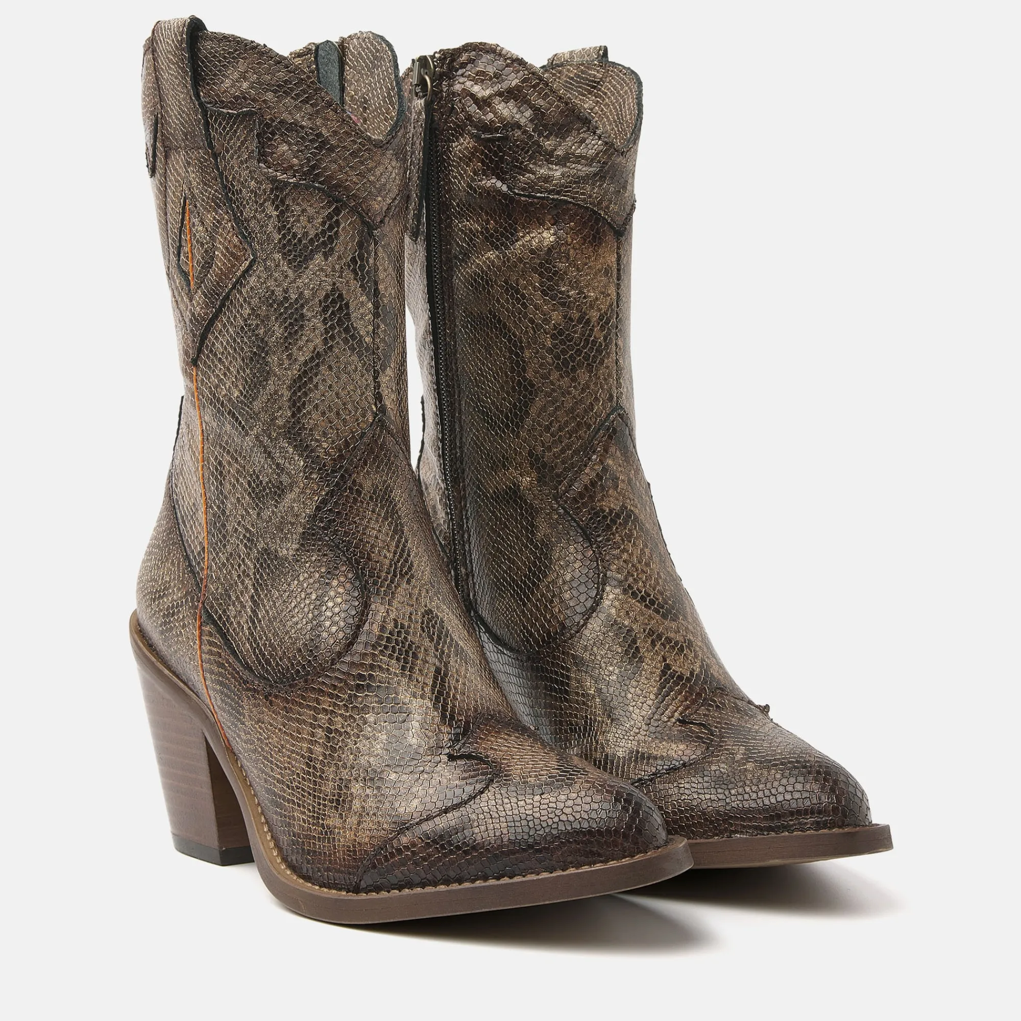 Vrouw Lazamani Halfhoge Laarzen-Dames Laarsjes 35.120 Brown-Python