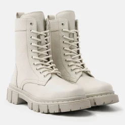 Vrouw Lazamani Boots-Dames Veterboots 53.592 Off-White