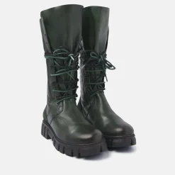 Vrouw Lazamani Halfhoge Laarzen-Dames Veterlaarzen 74.467 Army